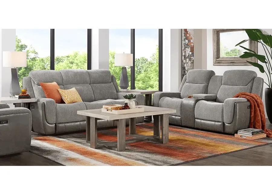 State Street Gray 7 Pc Dual Power Reclining Living Room