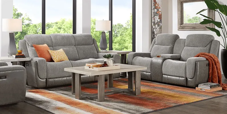 State Street Gray 7 Pc Dual Power Reclining Living Room