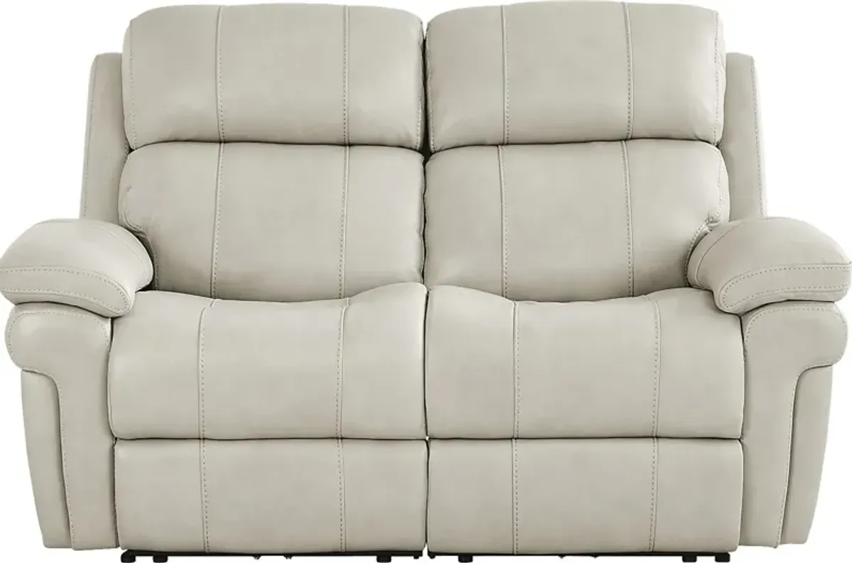 Trevino Lane Gray Leather Dual Power Reclining Loveseat