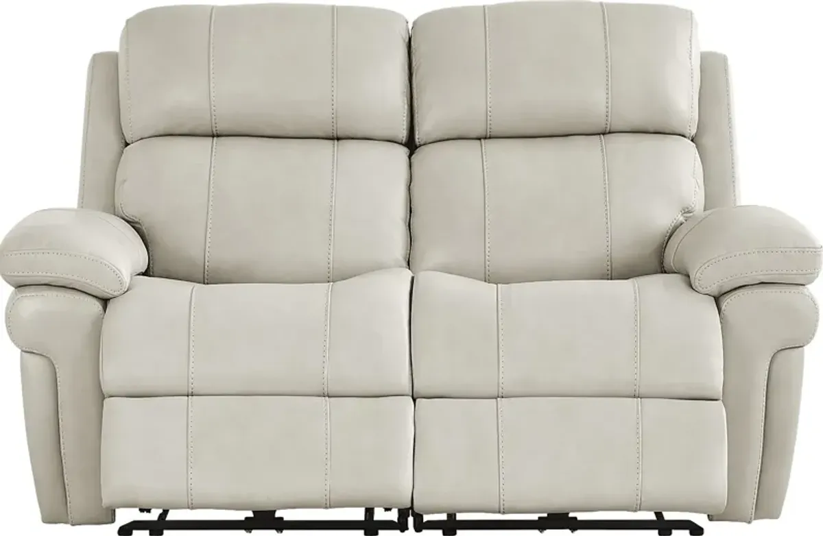 Trevino Lane Gray Leather Dual Power Reclining Loveseat