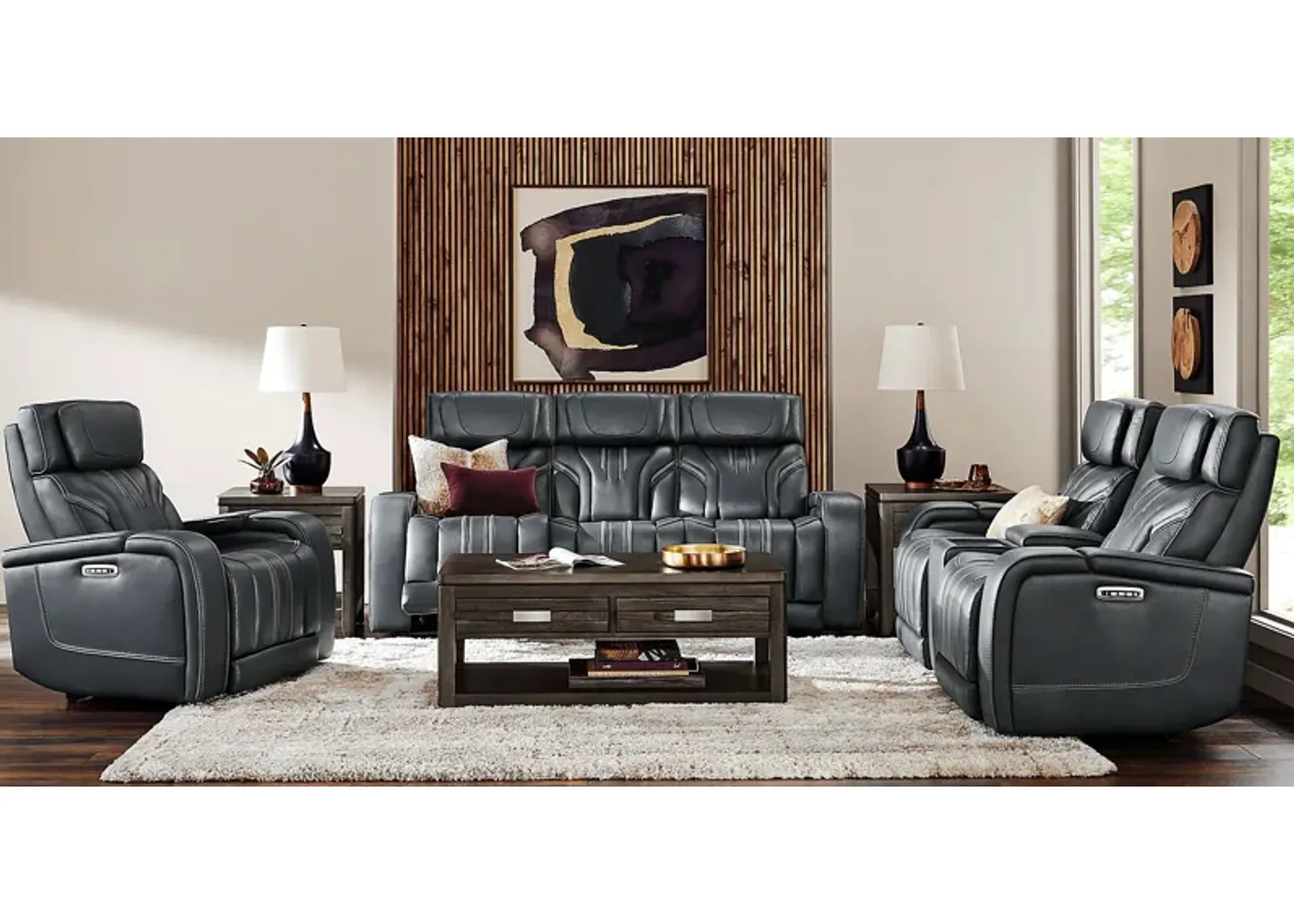 Southlake Navy 7 Pc Triple Power Reclining Living Room