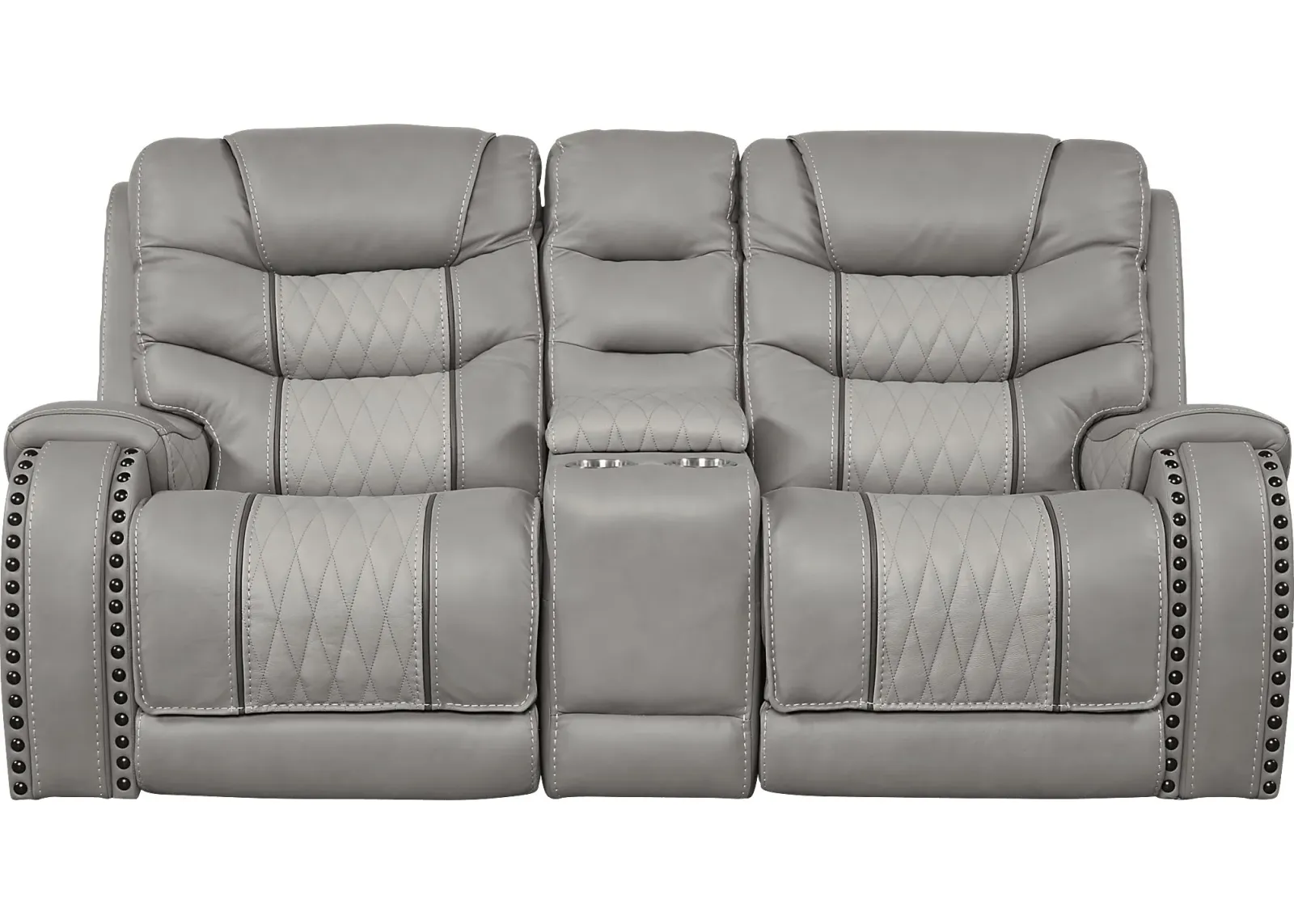 Eric Church Highway To Home Headliner Gray Leather Dual Power Reclining Console Loveseat