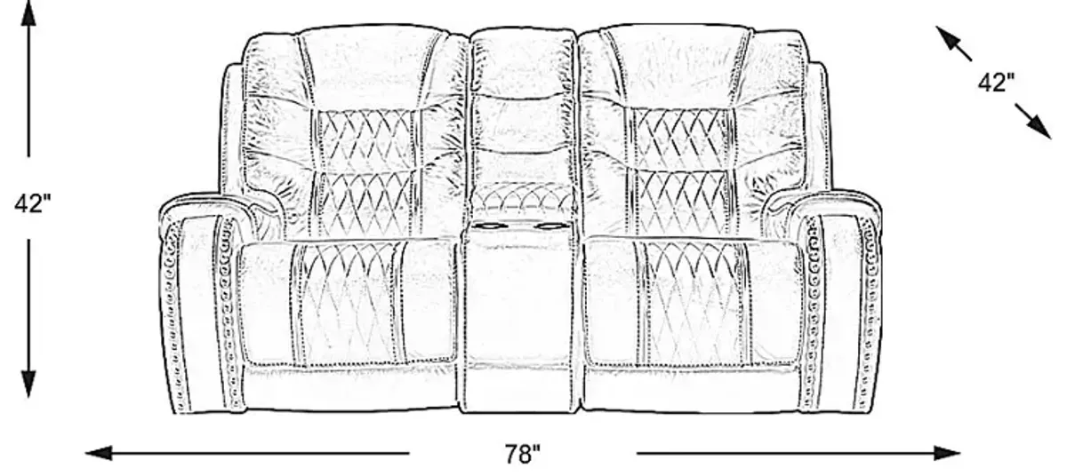 Headliner Brown Leather Dual Power Reclining Console Loveseat