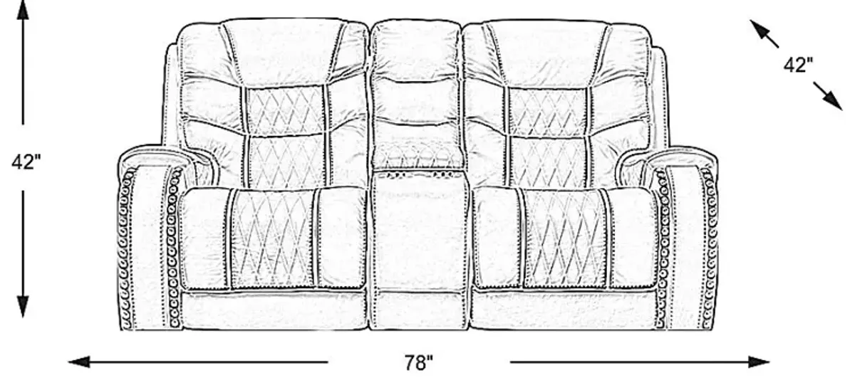 Headliner Gray Leather Dual Power Reclining Console Loveseat