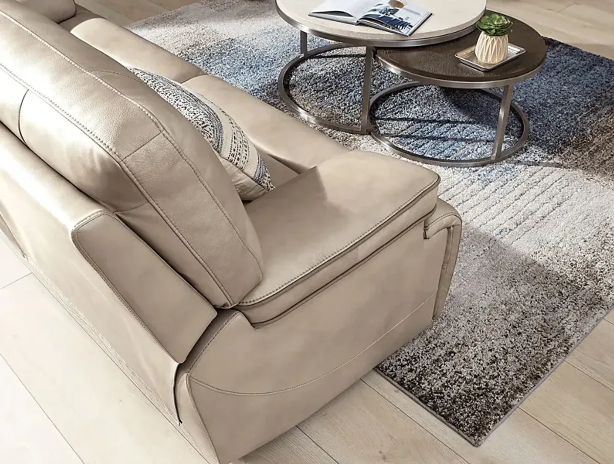 Caletta Way Beige Leather Reclining Sofa