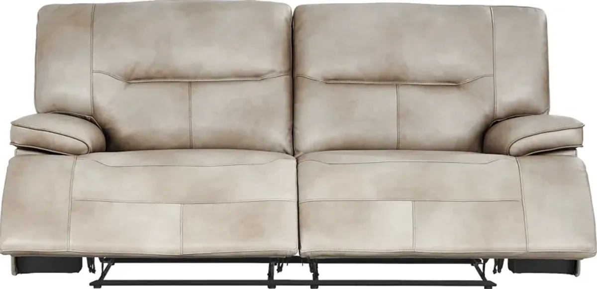 Caletta Way Beige Leather Reclining Sofa