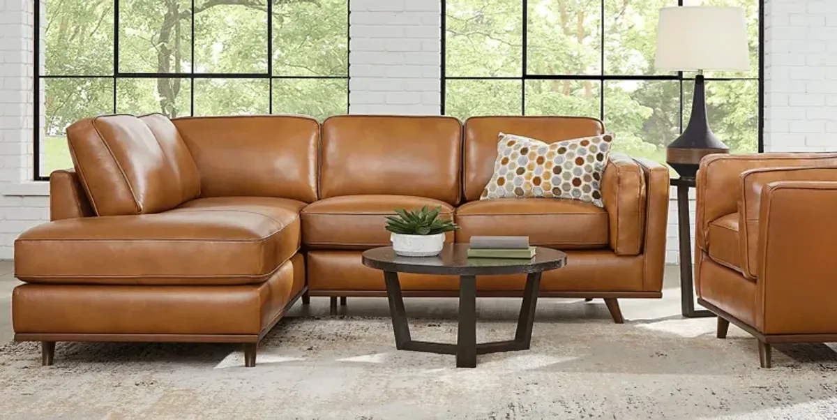 Duluth Caramel Leather 5 Pc Sectional Living Room