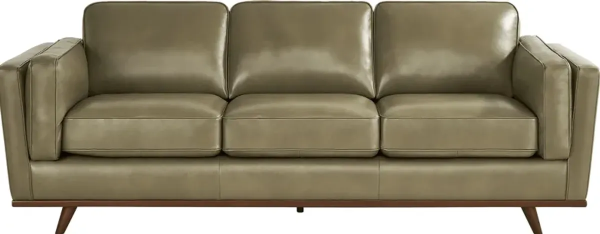 Duluth Olive Leather Gel Foam Sleeper Sofa