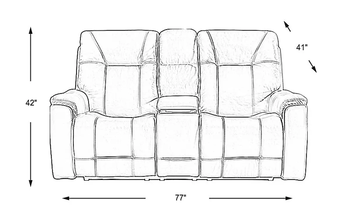 Matthews Cove Blue Leather Triple Power Reclining Console Loveseat