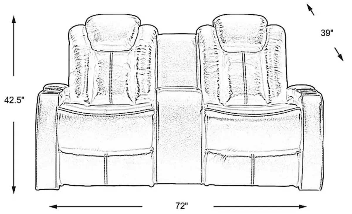 Moretti Brown Leather Dual Power Console Loveseat