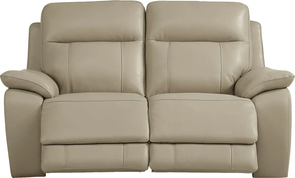 Torini Cream Leather Power Reclining Loveseat