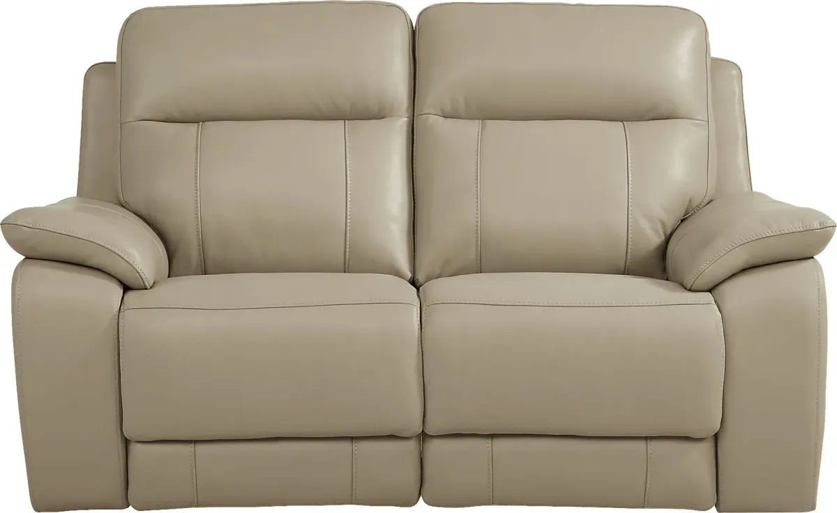 Torini Cream Leather Power Reclining Loveseat