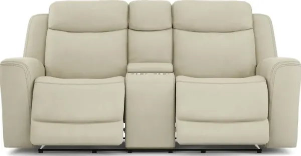 Davidson Platinum Leather Dual Power Reclining Console Loveseat