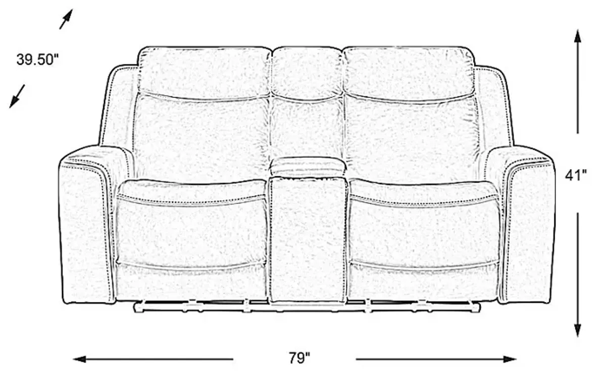 Davidson Dark Gray Leather Dual Power Reclining Console Loveseat