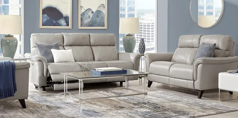 Avezzano Stone Leather 5 Pc Living Room with Dual Power Reclining Sofa