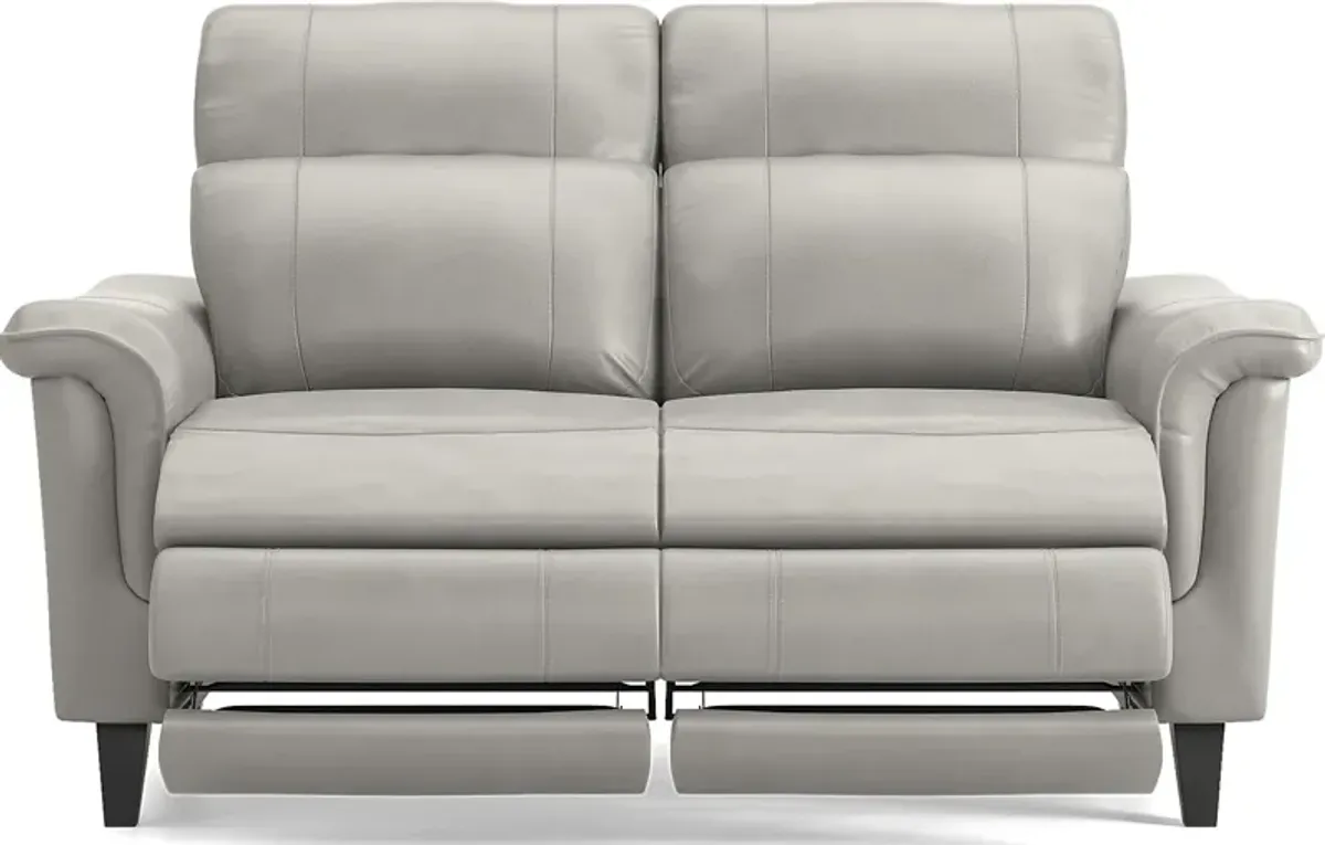 Avezzano Stone Dual Power Reclining Leather Loveseat