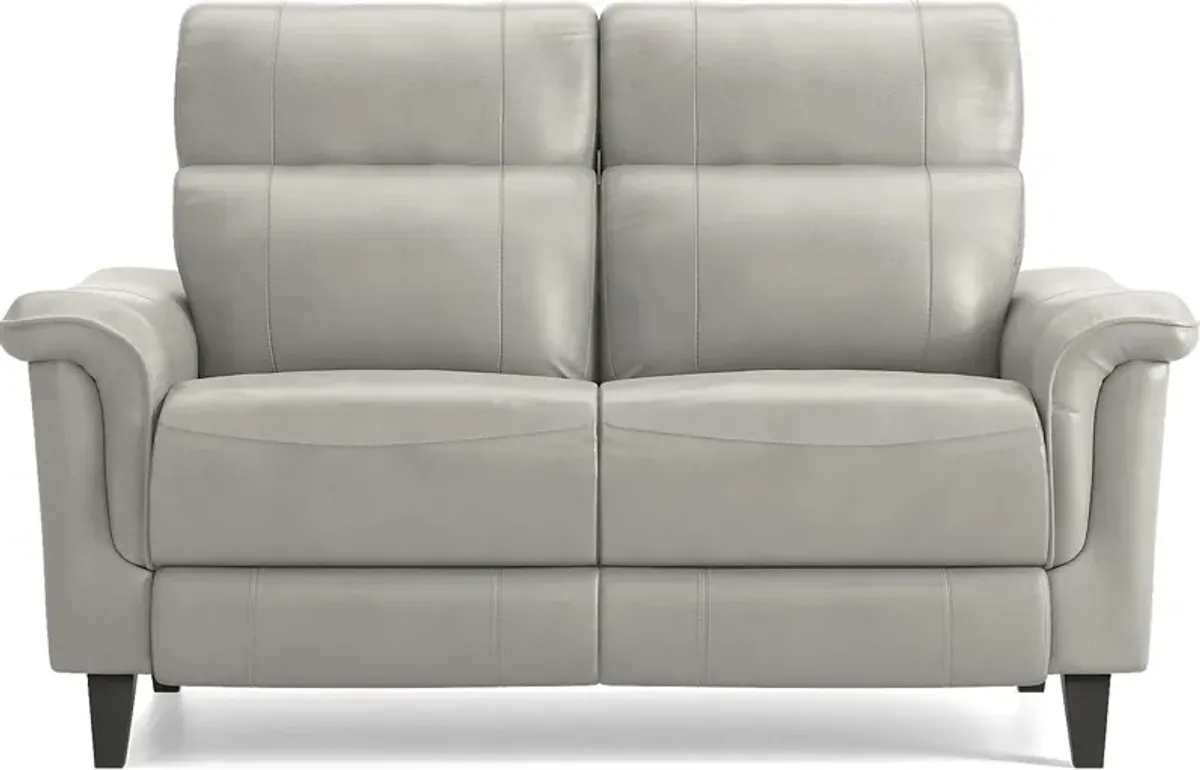 Avezzano Stone Dual Power Reclining Leather Loveseat