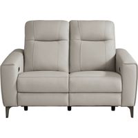 Parkside Heights Gray Leather Dual Power Reclining Loveseat