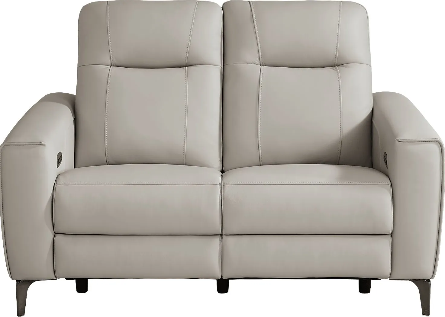 Parkside Heights Gray Leather Dual Power Reclining Loveseat