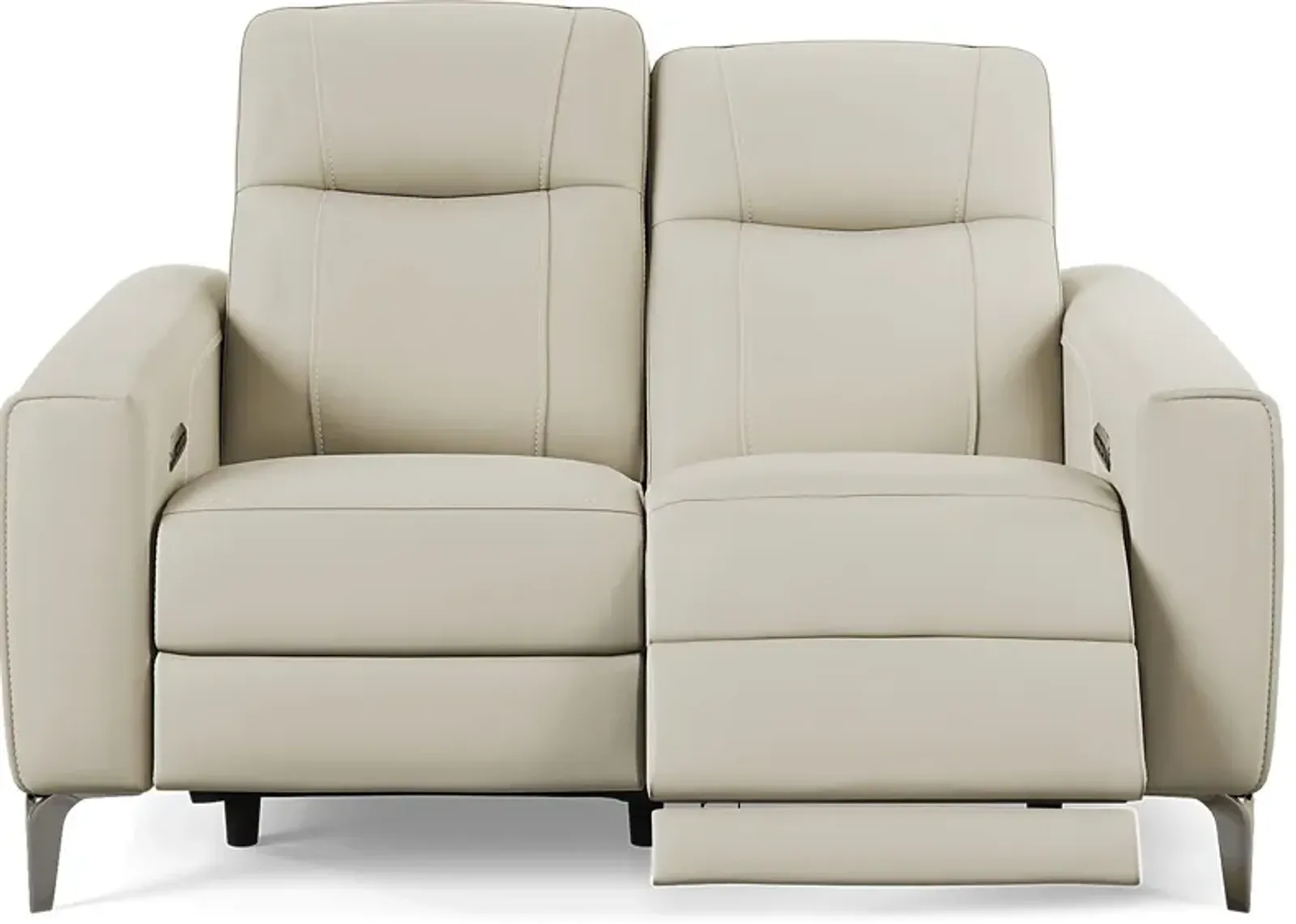 Parkside Heights Beige Leather Dual Power Reclining Loveseat