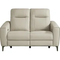 Parkside Heights Beige Leather Dual Power Reclining Loveseat