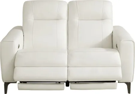 Parkside Heights White Leather Dual Power Reclining Loveseat