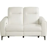 Parkside Heights White Leather Dual Power Reclining Loveseat