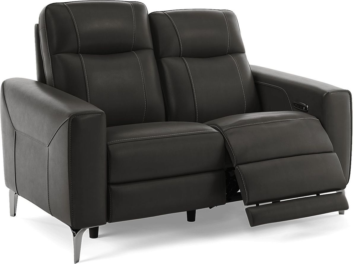 Parkside Heights Black Cherry Leather Dual Power Reclining Loveseat