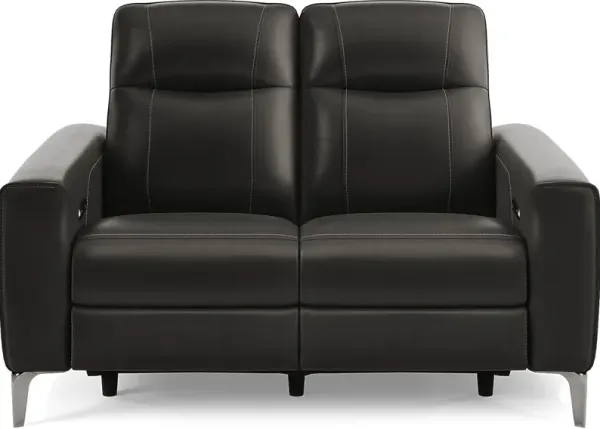 Parkside Heights Black Cherry Leather Dual Power Reclining Loveseat