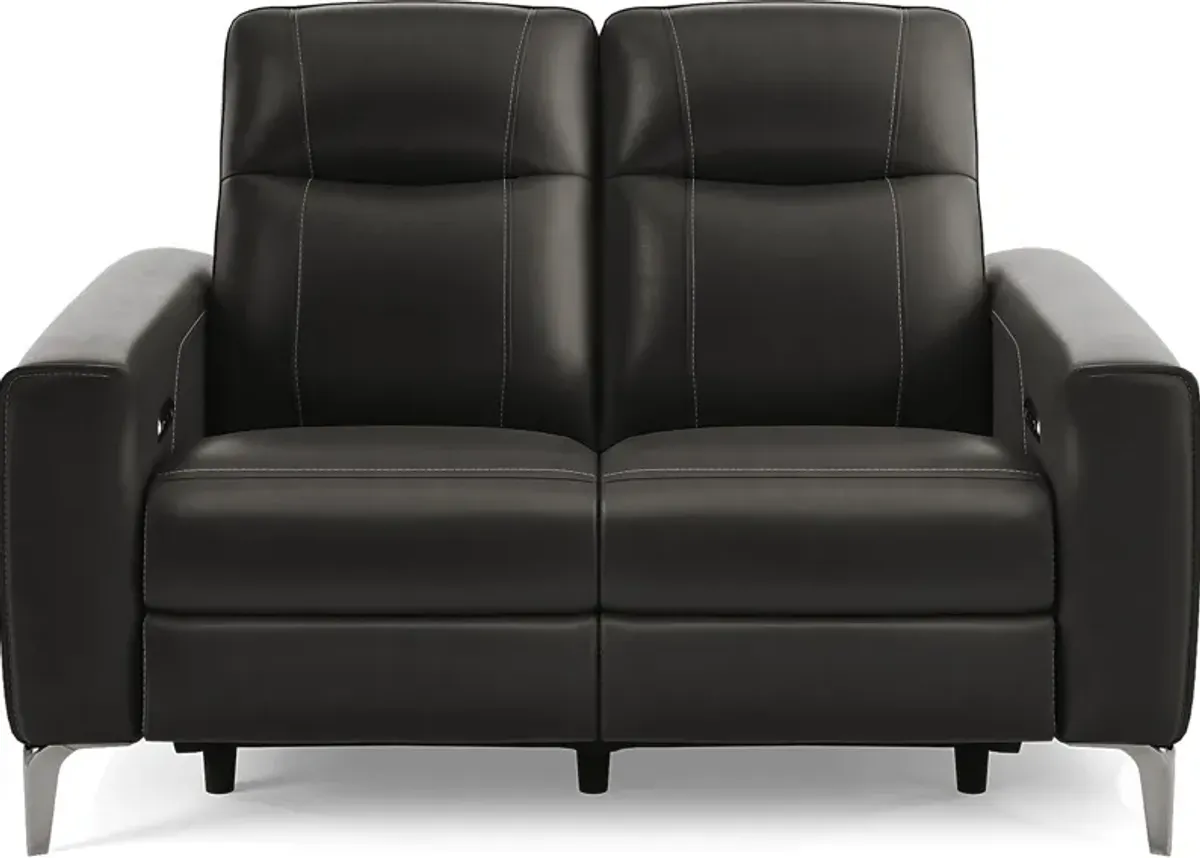 Parkside Heights Black Cherry Leather Dual Power Reclining Loveseat