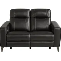 Parkside Heights Black Cherry Leather Dual Power Reclining Loveseat