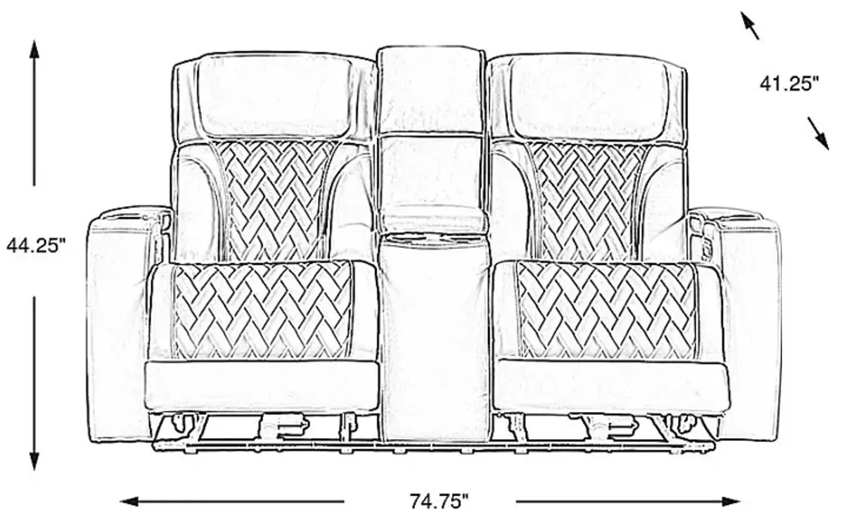 Port Royal Midnight Leather Triple Power Reclining Console Loveseat