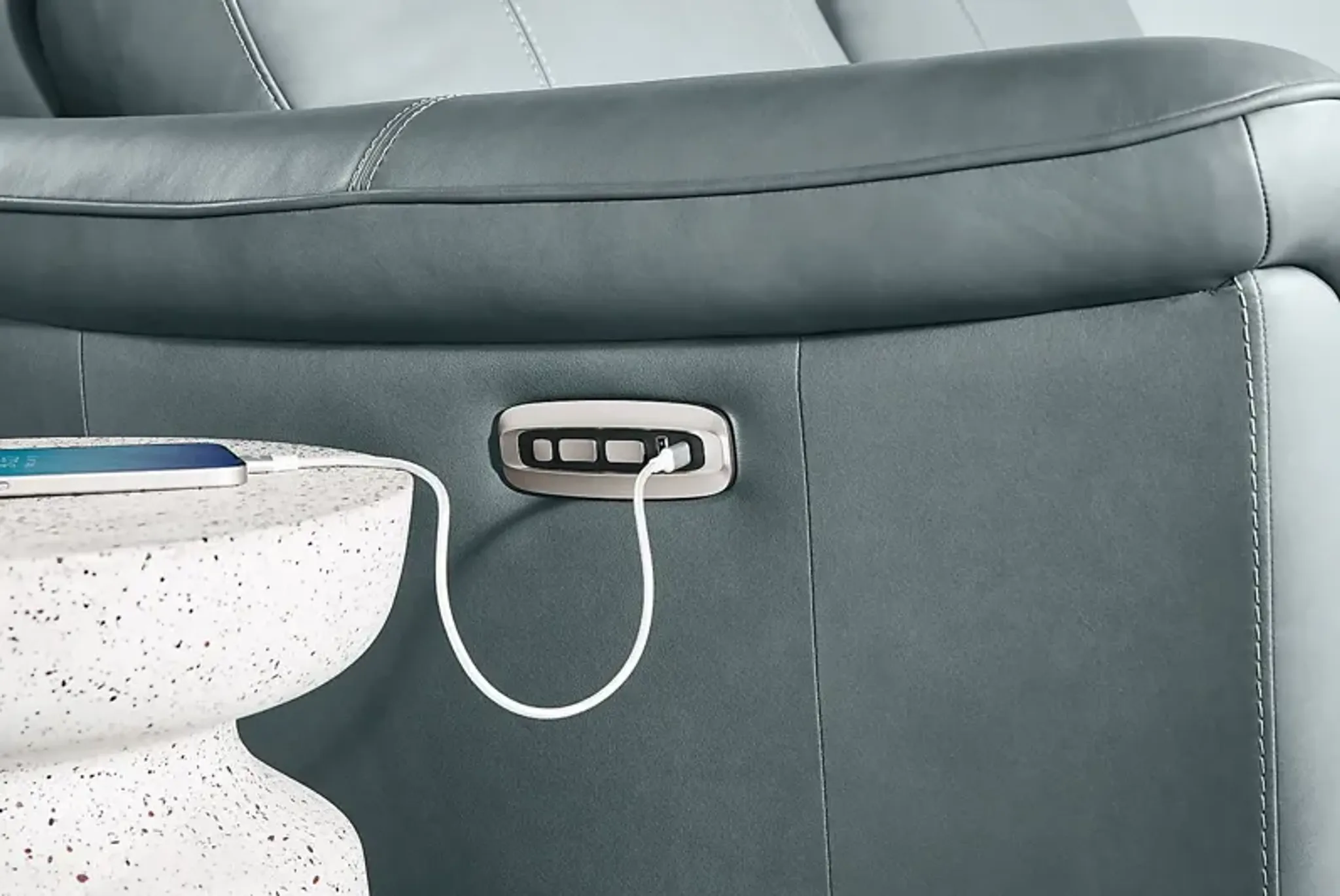 Antonella Blue Leather Dual Power Reclining Loveseat Rooms To Go