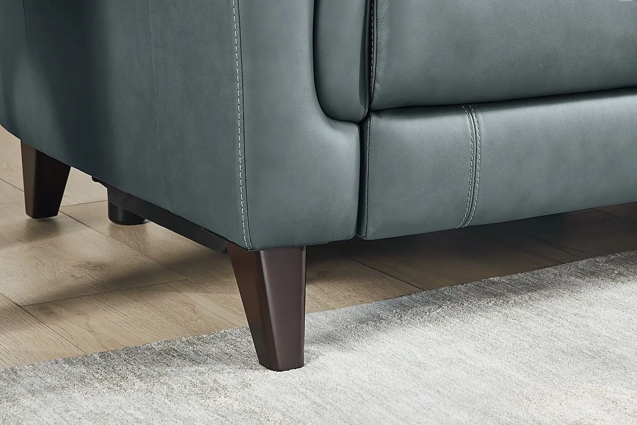 Antonella Blue Leather Dual Power Reclining Loveseat Rooms To Go
