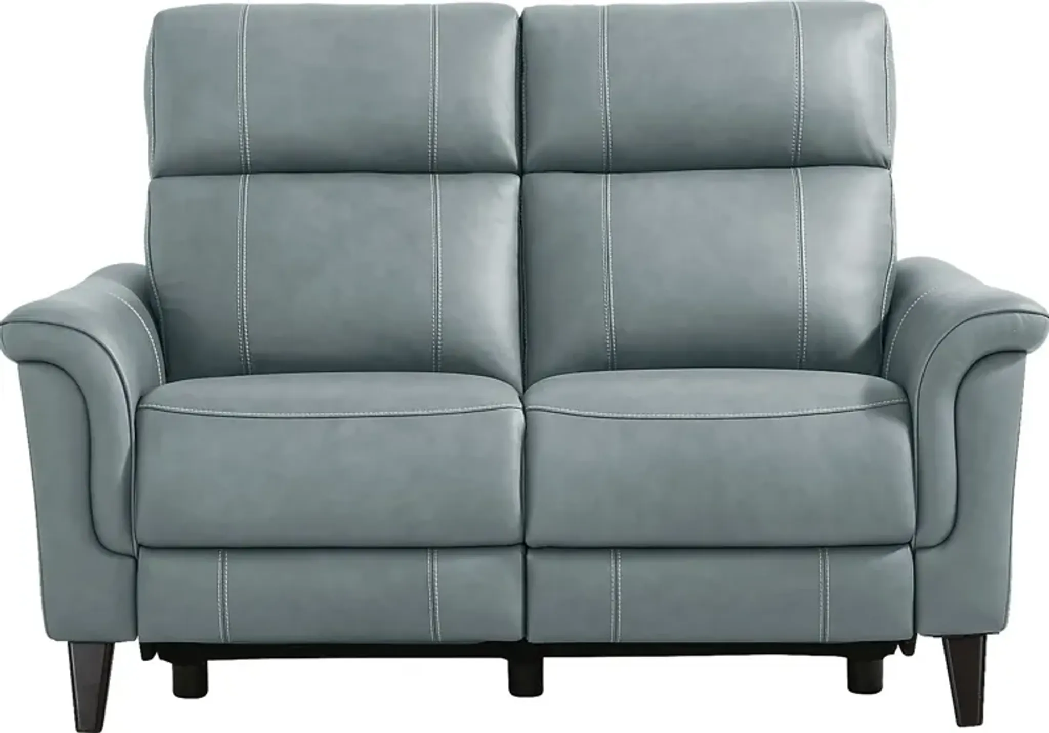 L'Appartement 【GOOD GRIEF!】　38 Antonella Blue Leather Dual Power Reclining Loveseat Rooms To Go