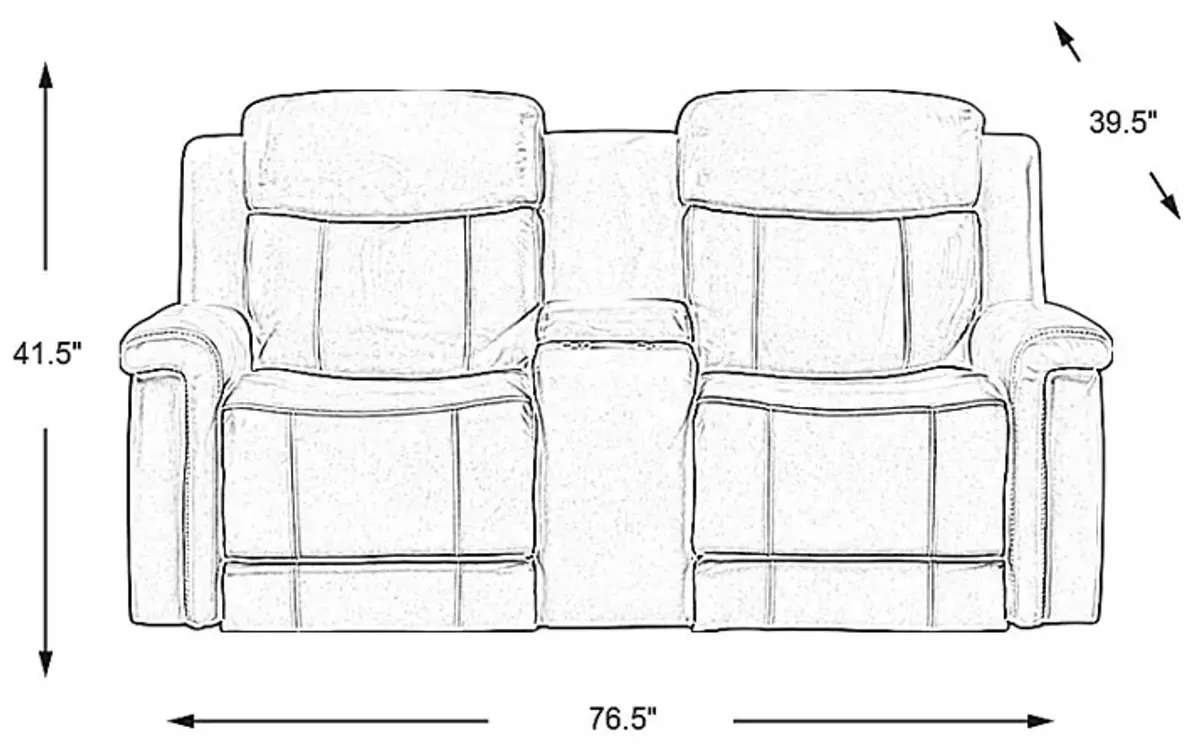 Orsini Brown Leather Dual Power Reclining Console Loveseat