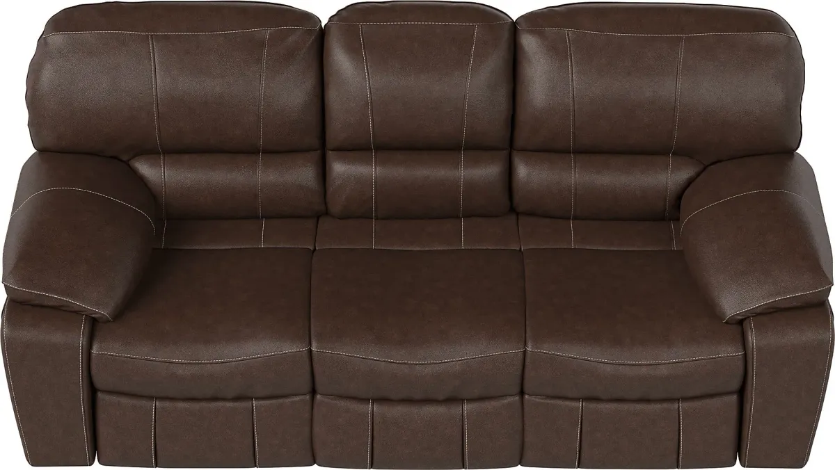 San Gabriel Brown Leather Power Reclining Sofa