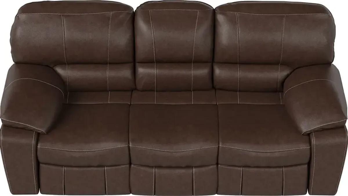 San Gabriel Brown Leather Power Reclining Sofa