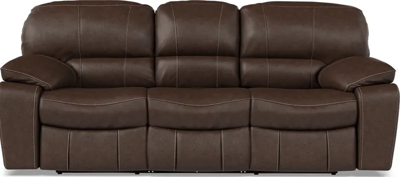 San Gabriel Brown Leather Power Reclining Sofa