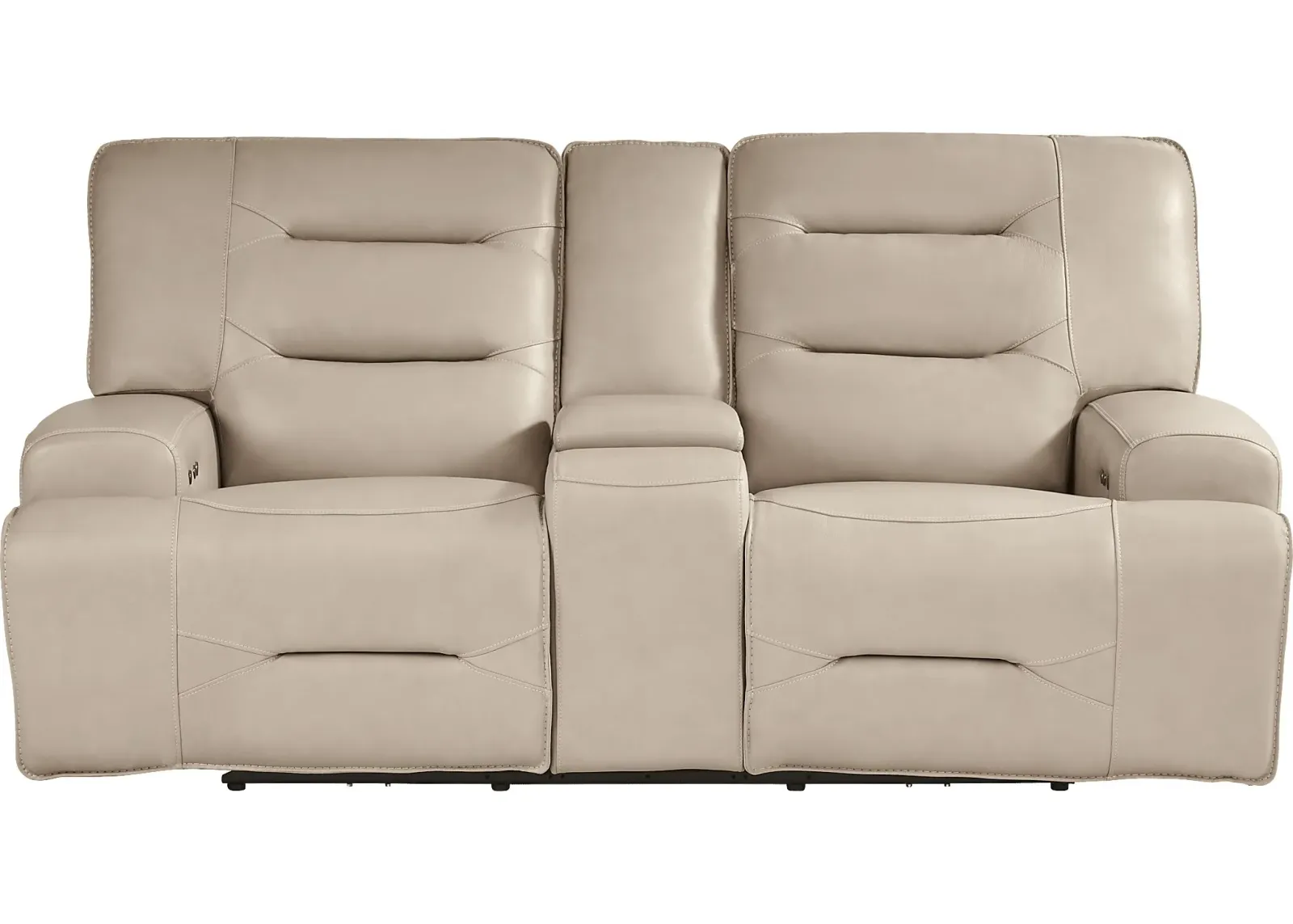 Farona Ivory Leather Dual Power Reclining Console Loveseat