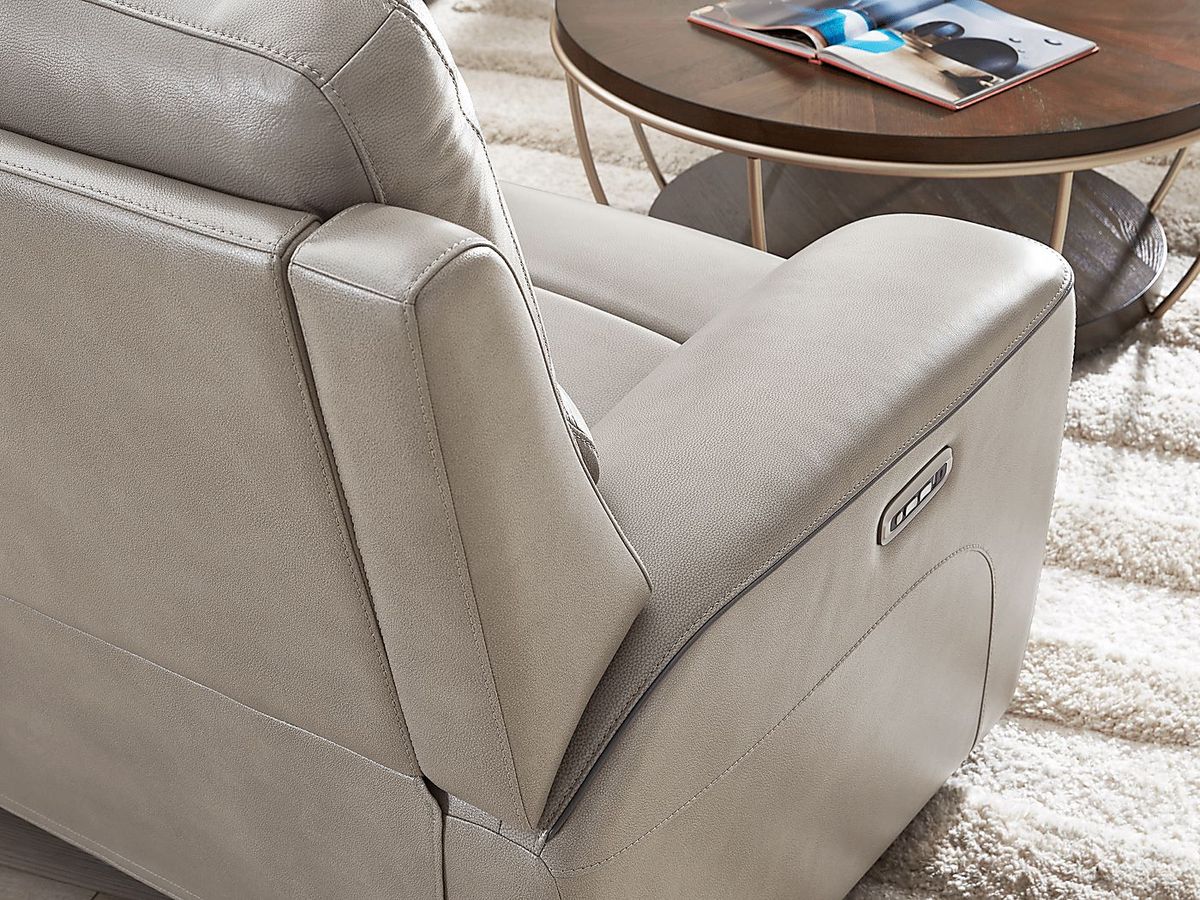 Fremont Gray Leather Dual Power Reclining Console Loveseat