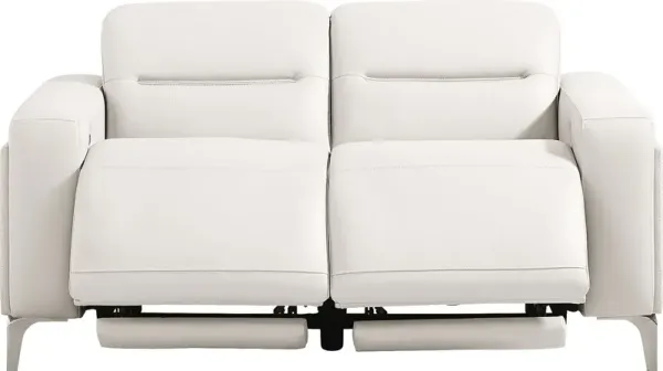 Amalfi White Leather Dual Power Reclining Loveseat
