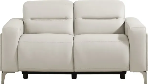 Amalfi Gray Leather Dual Power Reclining Loveseat