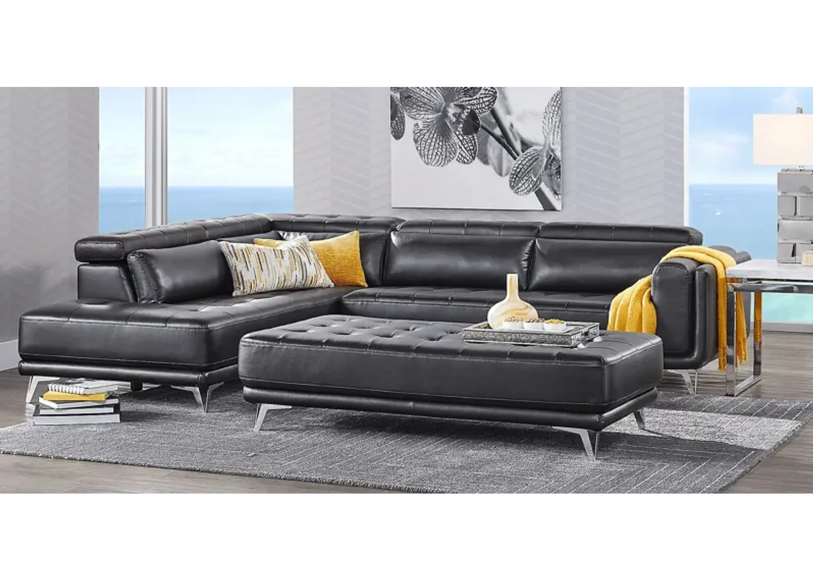 Hudson Heights Black 5 Pc Sectional Living Room