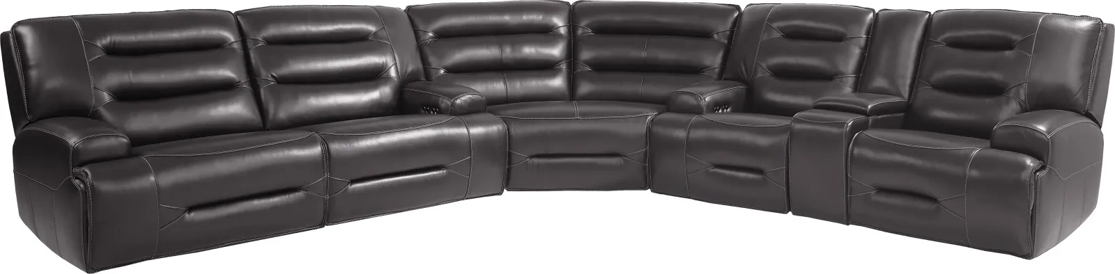 Farona Black Cherry Leather 3 Pc Dual Power Reclining Sectional