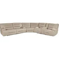 Farona Ivory Leather 3 Pc Dual Power Reclining Sectional