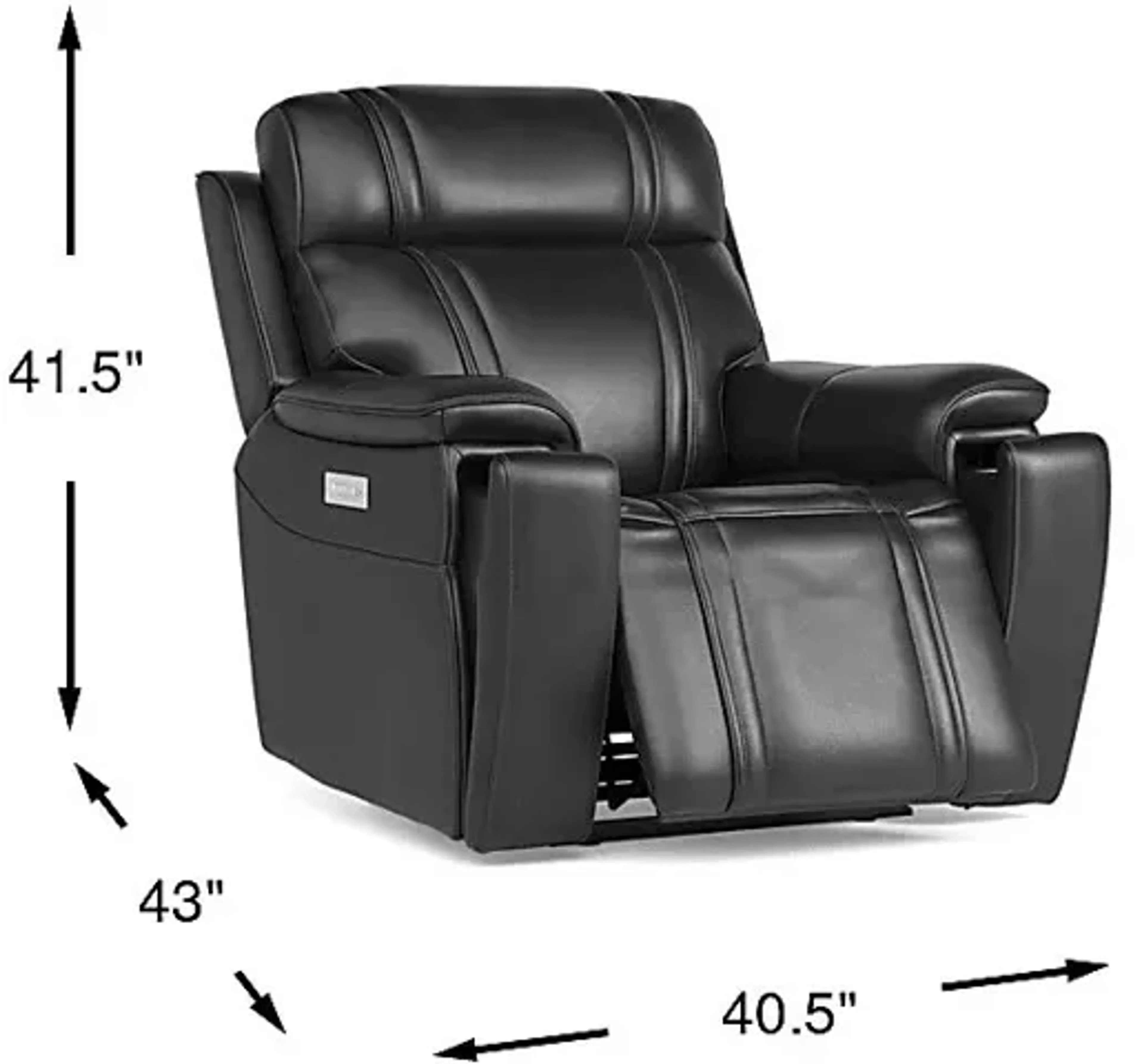 Sound Tech By Shaq Black Leather Triple Power Recliner With Audio