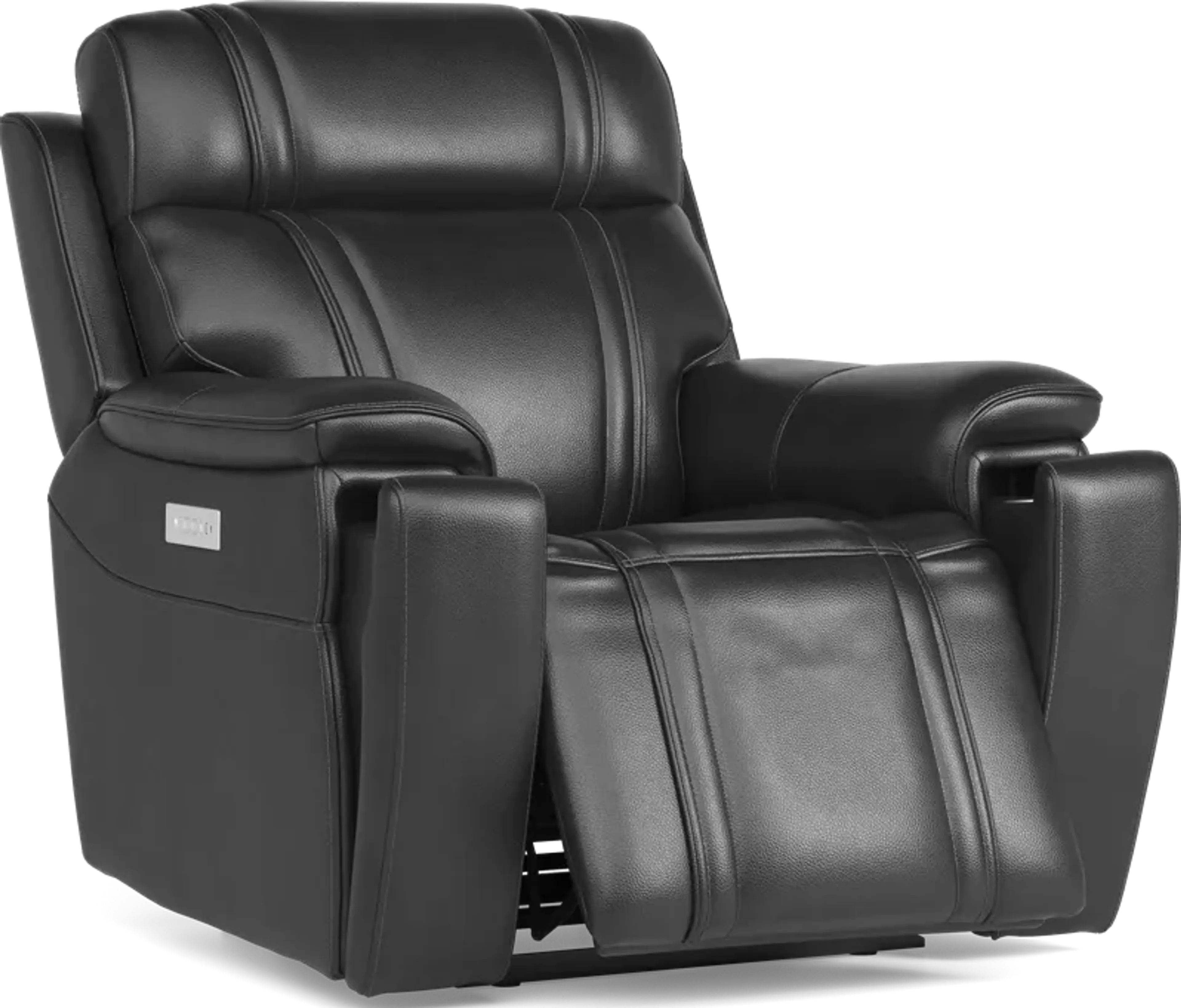 Sound Tech By Shaq Black Leather Triple Power Recliner With Audio