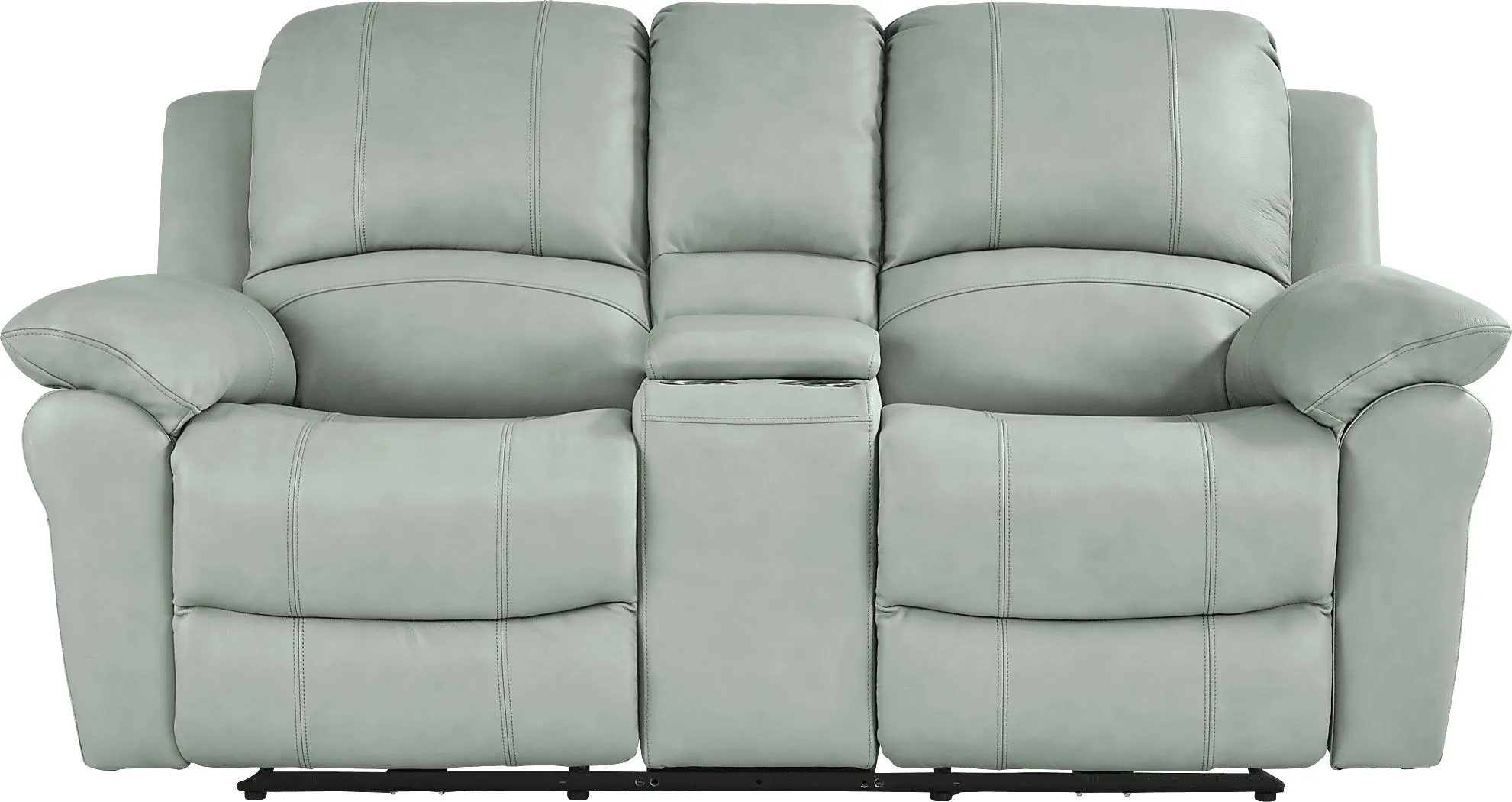 Vercelli Way Aqua Leather Power Reclining Console Loveseat