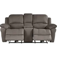 Vercelli Way Gray Leather Power Reclining Console Loveseat